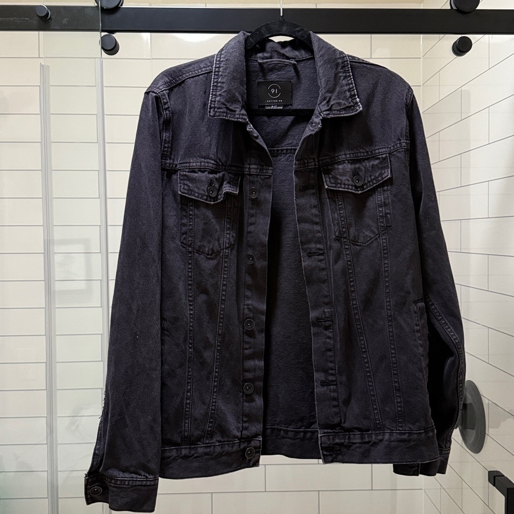 Womens Cotton On Black Wash Denim Classic Jean Jacket - Sz S